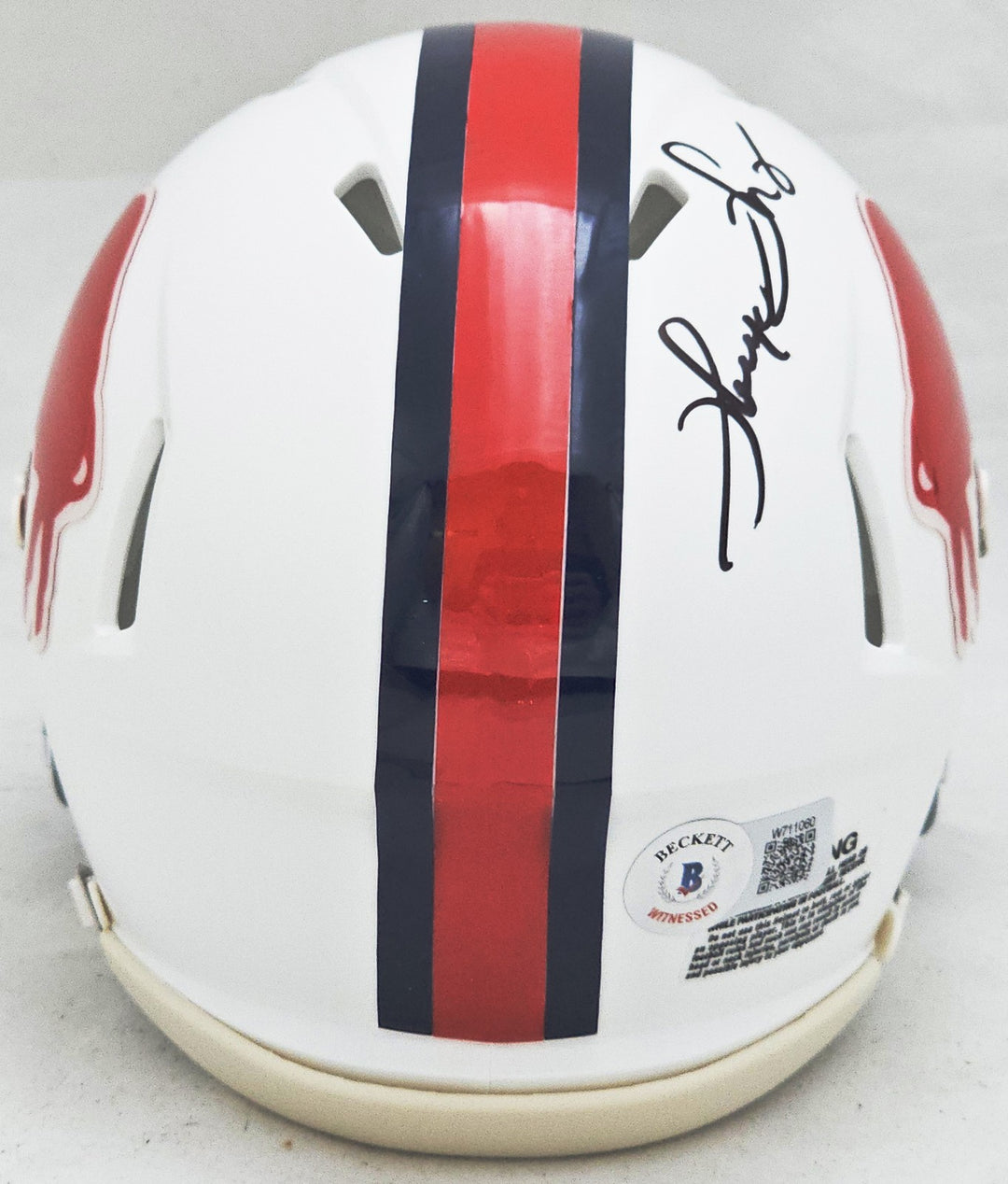Thurman Thomas Signed 65-73 Bills Throwback White Speed Mini Helmet Beckett Wit