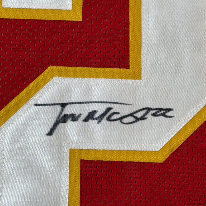 Framed Autographed/Signed Trent McDuffie 35x39 Kansas City Red Jersey JSA COA