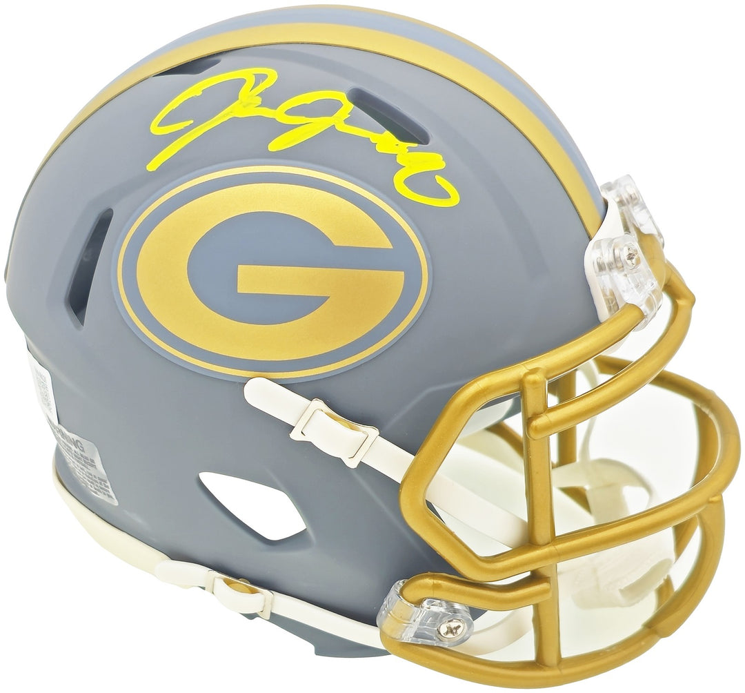 Josh Jacobs Signed Green Bay Packers Slate Gray Speed Mini Helmet Beckett Wit