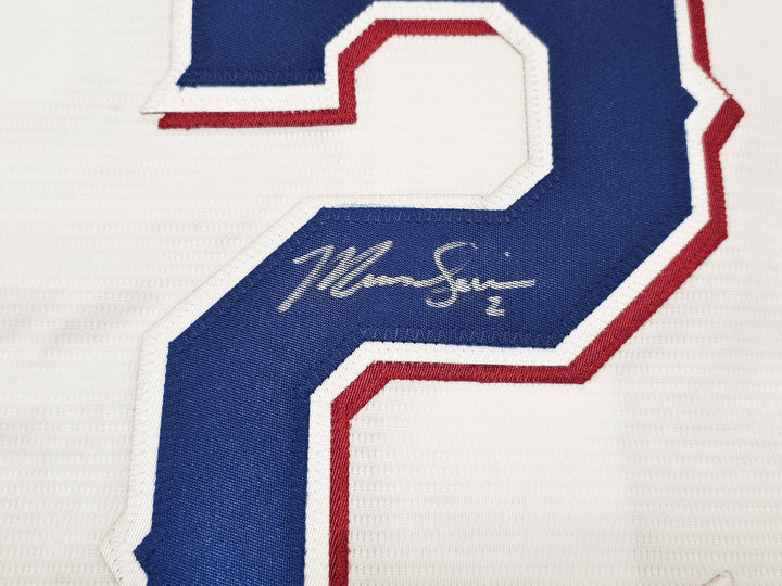 Rangers Marcus Semien Auto White Nike Jersey Size XL "23 WS Champs" Beckett Wit