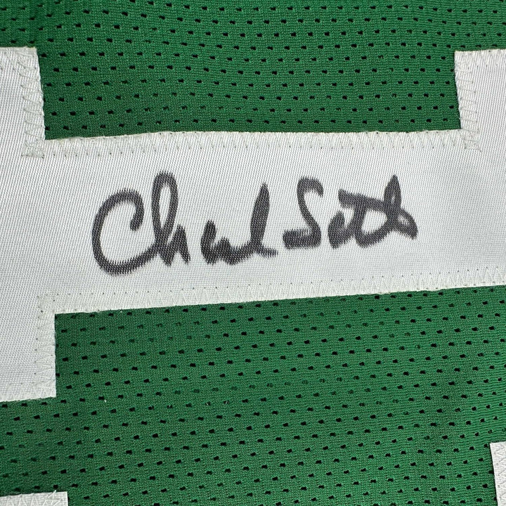 Framed Autographed/Signed Charlie Scott 35x39 Boston Green Jersey JSA COA