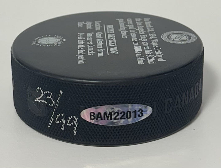 Wayne Gretzky Signed 802 All Time Goal Puck /99 Auto W/ Case Kings UDA COA HOF