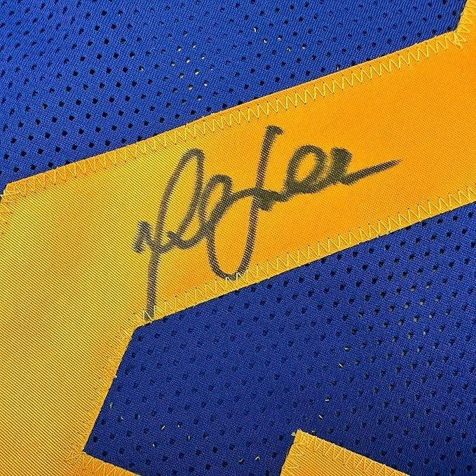 Framed Signed Marshall Faulk 35x39 St. Louis Blue Jersey Beckett COA