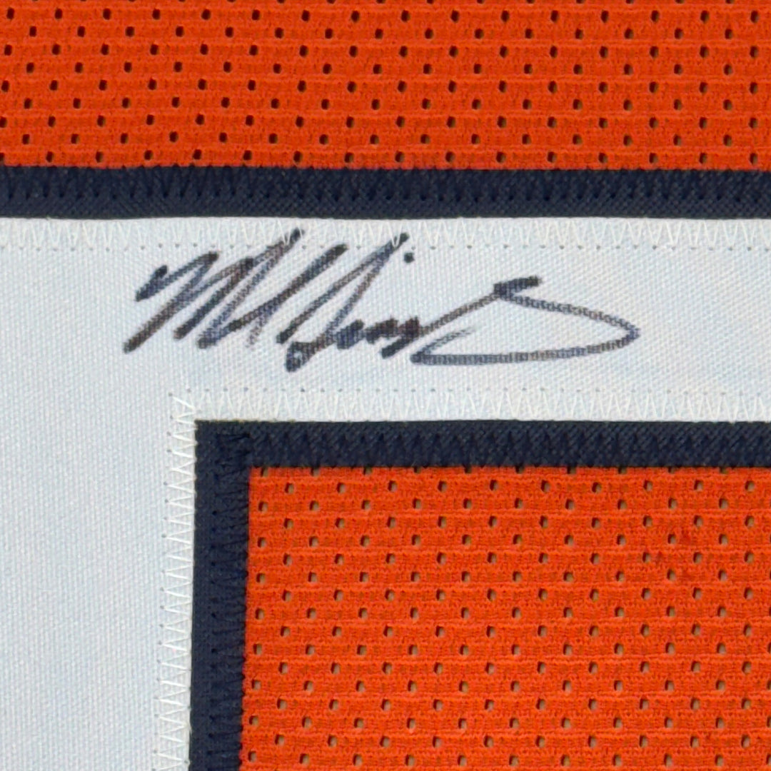 Framed Autographed/Signed Mike Singletary HOF 98 33x42 Orange Jersey JSA COA