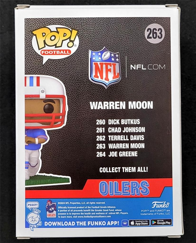 Warren Moon signed "HOF 06" Houston Oilers Funko Pop! 263 autograph ~ JSA COA