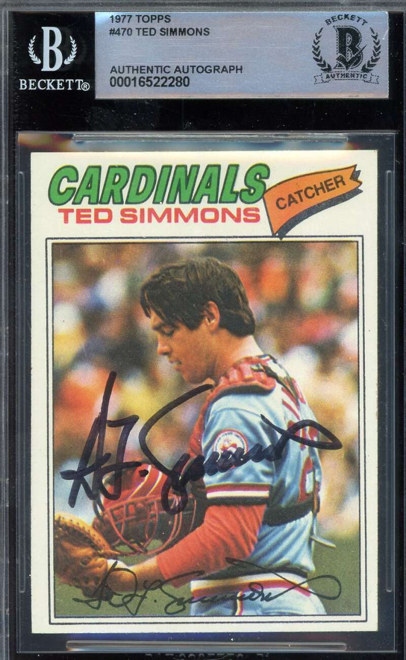 Ted Simmons Beckett BAS Signed 1977 Topps Autograph