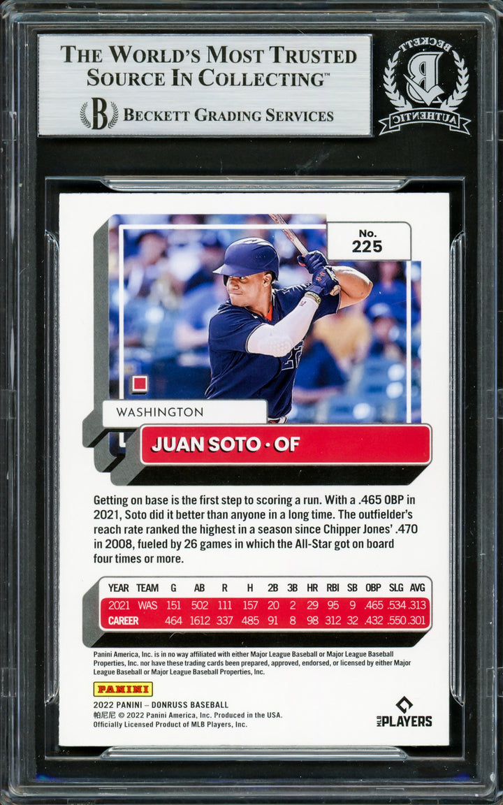 Juan Soto Signed 2022 Donruss Variations Card 225 Mets Beckett #16704850