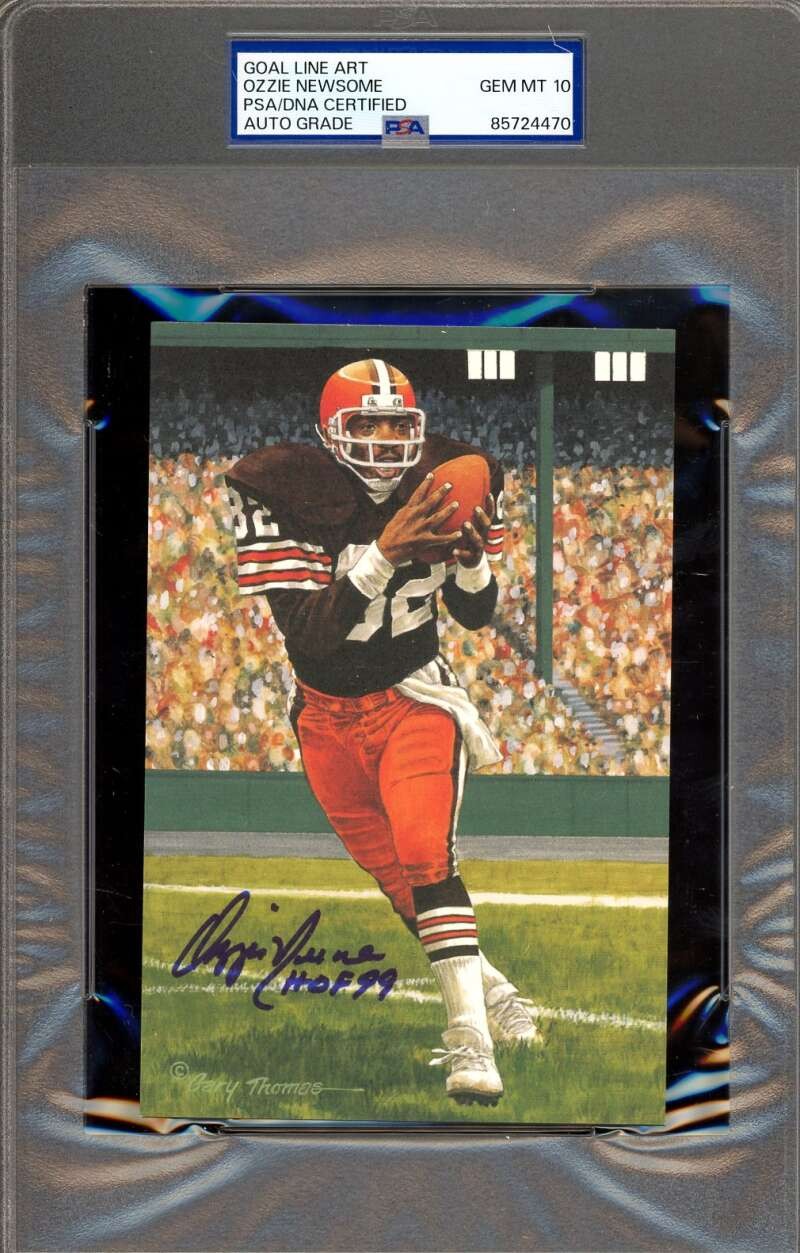 Ozzie Newsome Gem Mint 10 PSA DNA Coa Signed Goal Line Art Card GLAC Autographed