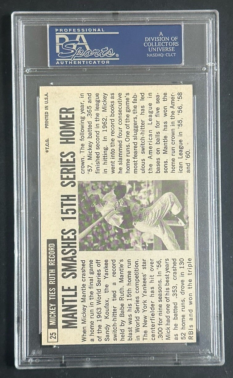 1964 Topps Giants #25 Mickey Mantle PSA 6 EX - Mint Sharp Beauty HOF Yankees