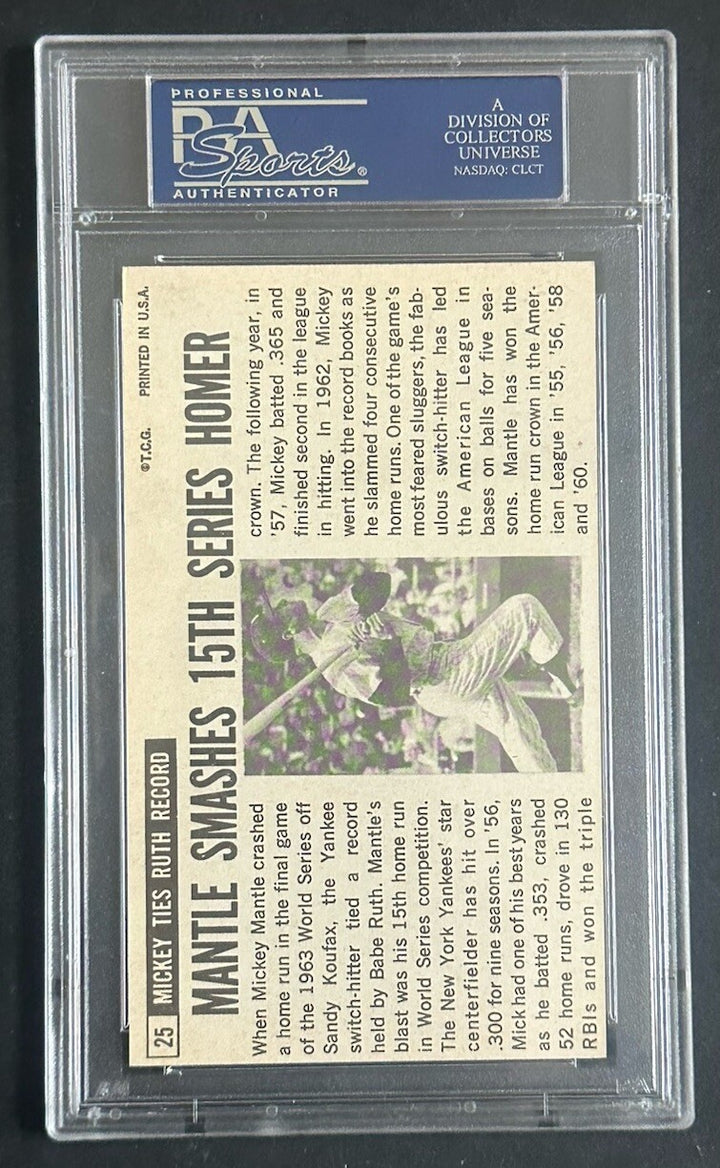 1964 Topps Giants #25 Mickey Mantle PSA 6 EX - Mint Sharp Beauty HOF Yankees
