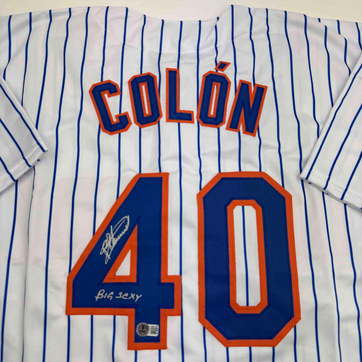 Autographed/Signed Bartolo Colon Big Sexy Insc New York Jersey Beckett COA