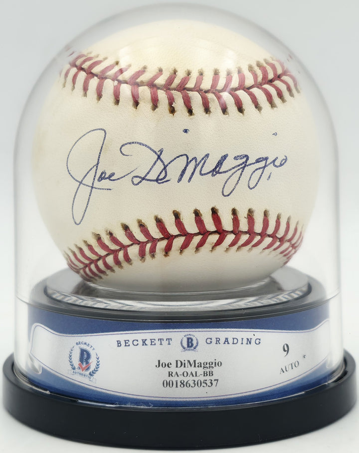 Joe DiMaggio Signed AL Baseball New York Yankees Auto Mint 9 Beckett #18630537