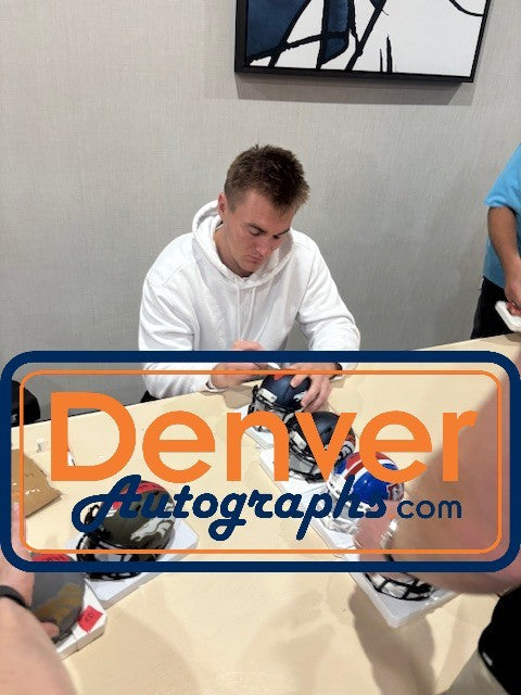 Bo Nix Autographed/Signed Denver Broncos Mini Helmet Beckett Witness 56417