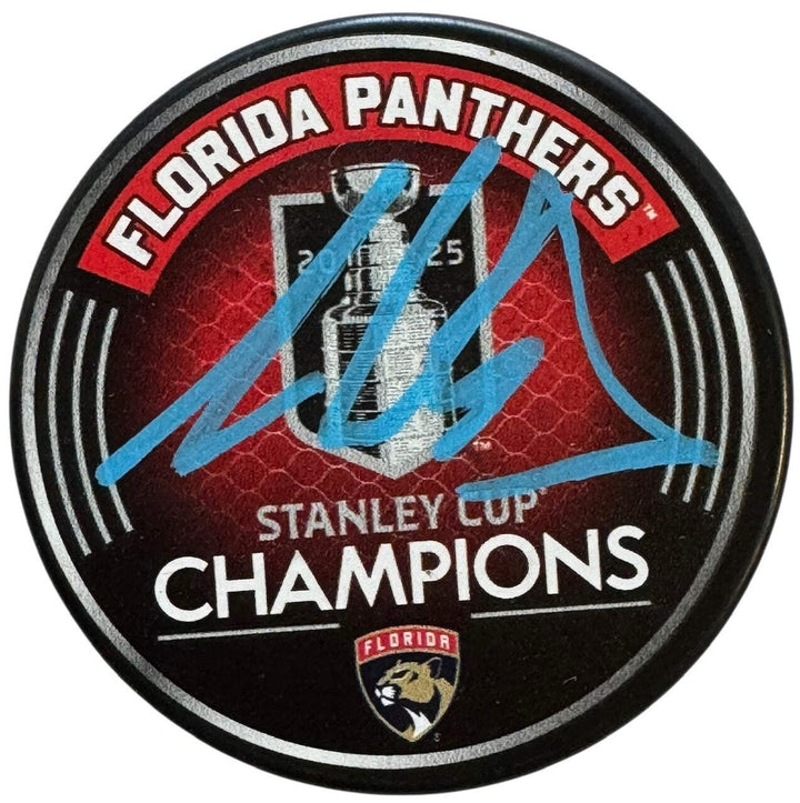 Aaron Ekblad Autographed 2025 Stanley Cup Champions Official Puck (Beckett Witne