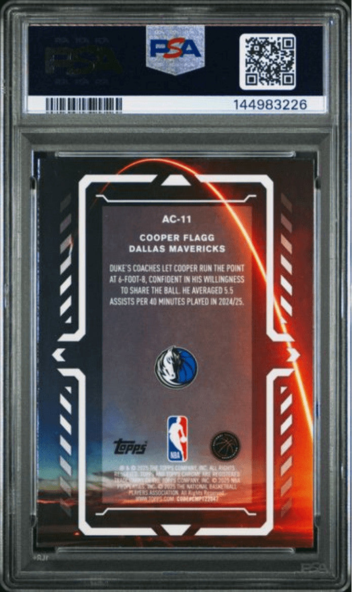 Graded 2025 Topps Chrome Cooper Flagg #AC11 Activators Rookie Card PSA 10