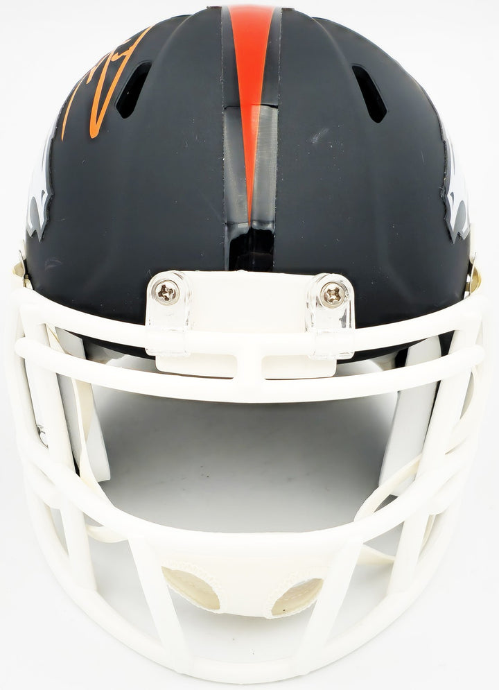 Russell Wilson Signed Broncos Flat Matte Black Speed Mini Helmet Fanatics Holo