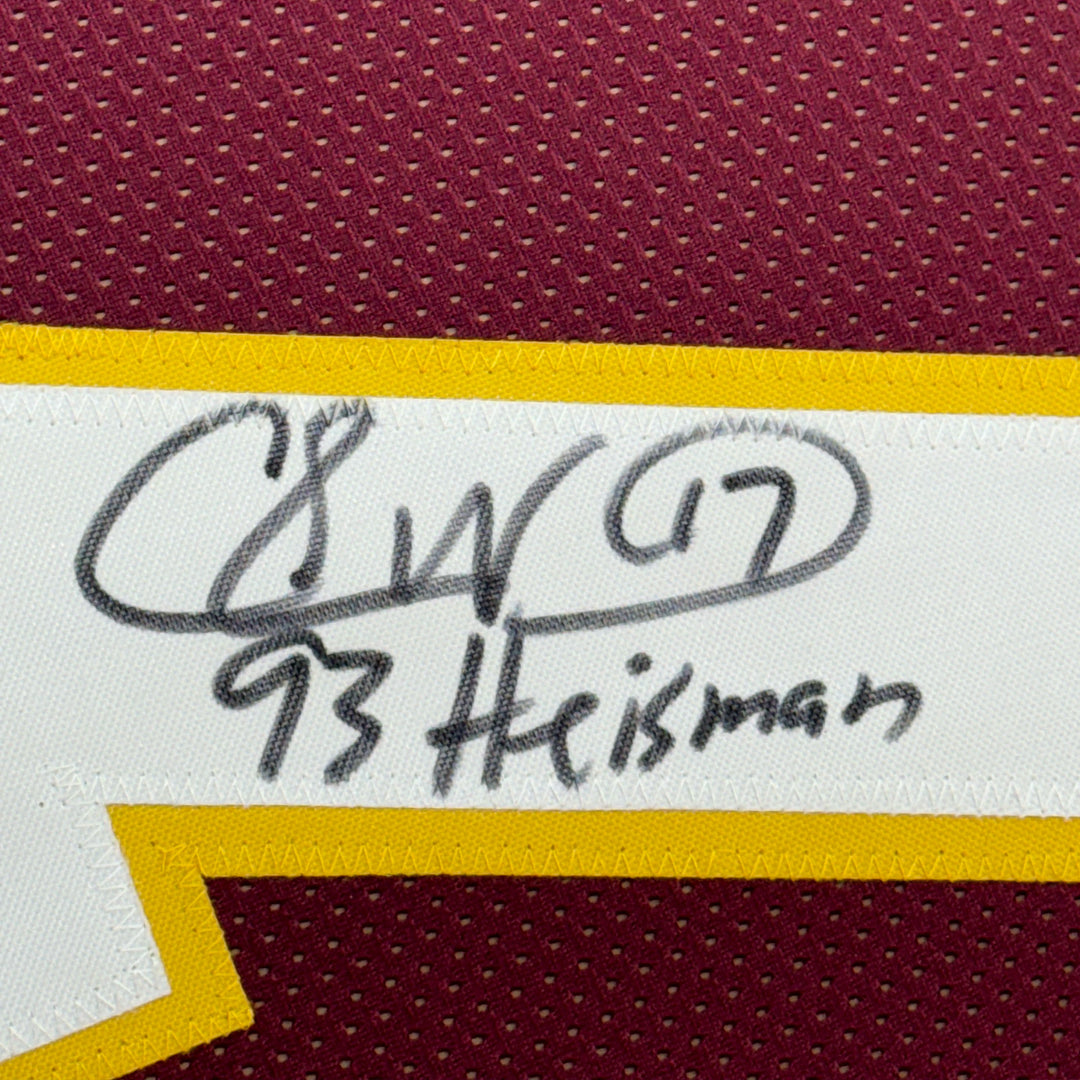FRAMED Autographed/Signed CHARLIE WARD 33x42 Florida Maroon Jersey JSA COA