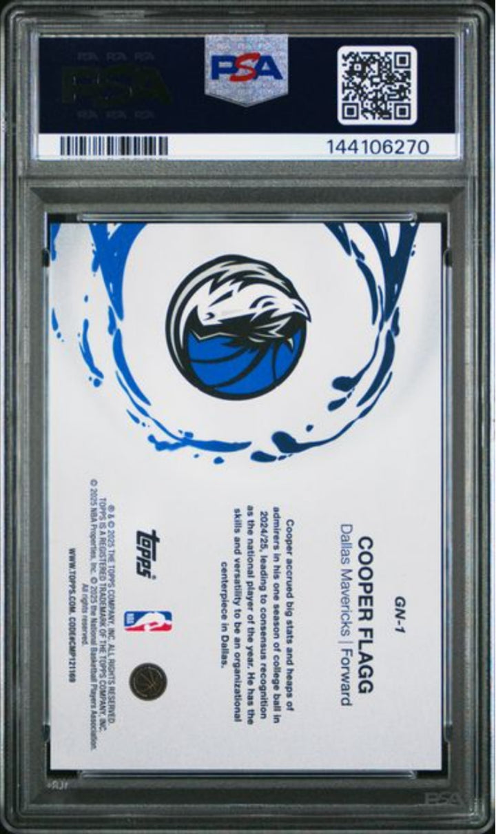 Graded 2025 Topps Cooper Flagg #GN1 Generation Now Holo Foil Rookie Card PSA 10