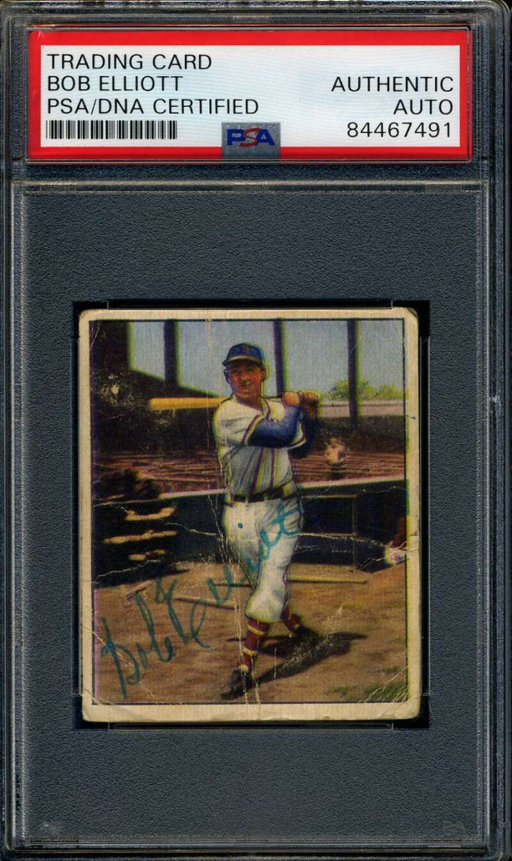 Bob Elliott D.66 PSA DNA Signed 1950 Bowman Autograph Boston Braves