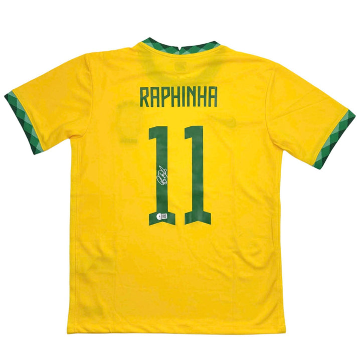 Autographed/Signed Raphinha Raphael Belloli Brazil Yellow Jersey Beckett BAS COA