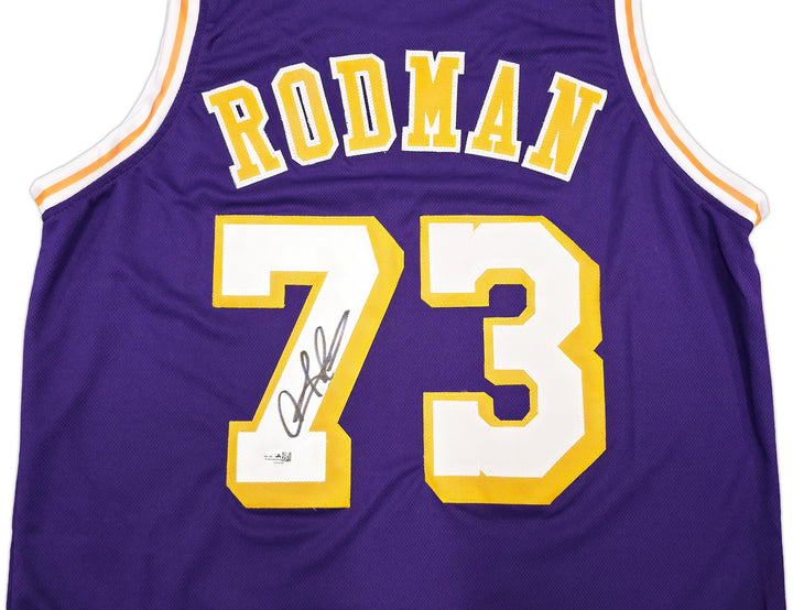Los Angeles Lakers Dennis Rodman Signed Purple Jersey JSA QR
