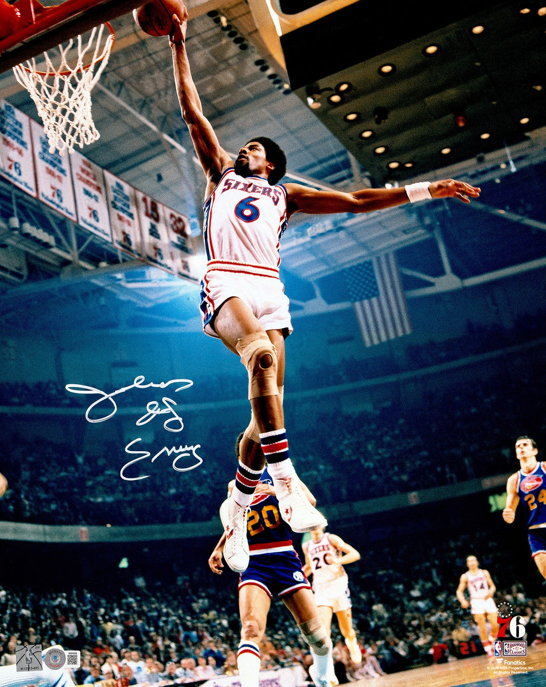 Julius "Dr. J" Erving Signed 16x20 Photo Philadelphia 76ers Beckett BAS Witness
