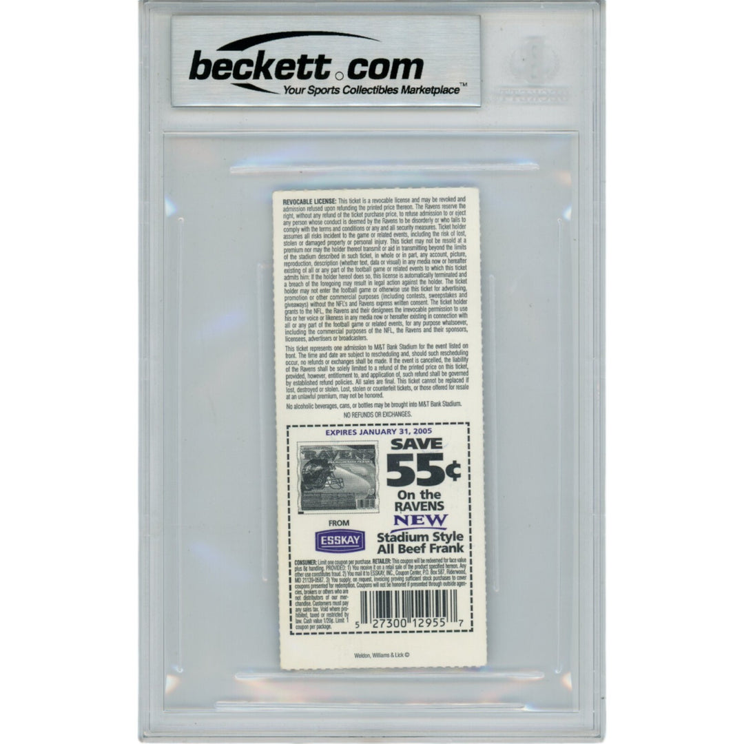 Ray Lewis Autographed Baltimore Ravens 11/07/04 Ticket Stub Beckett 47575