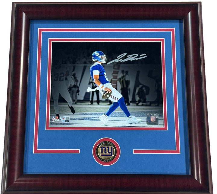Jaxson Dart Signed 8x10 Framed Photo NY Giants 1st Career TD Auto Fanatics COA