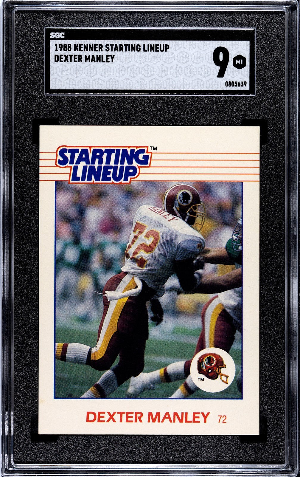 Dexter Manley 1988 Kenner NFL Starting Lineup Card Washington - SGC Graded 9 MT