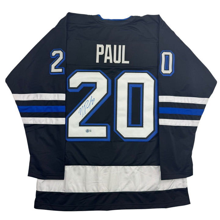 Autographed/Signed Nick Paul Tampa Bay Black Hockey Jersey Beckett BAS COA
