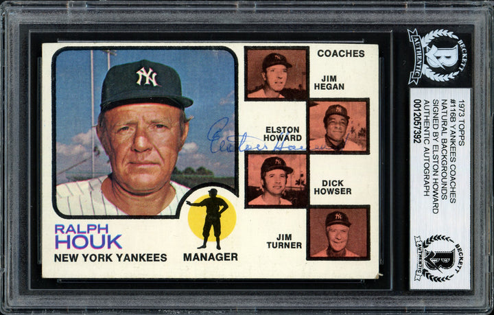 Elston Howard Signed 1973 Topps Card #116 New York Yankees Beckett BAS #12057392