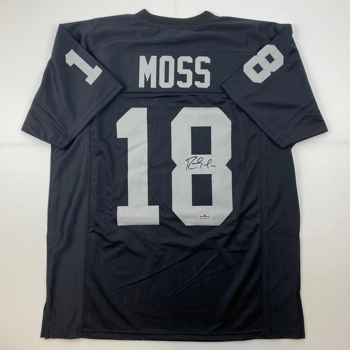 Facsimile Autographed Randy Moss Oakland Las Vegas Black Reprint Jersey Men's XL