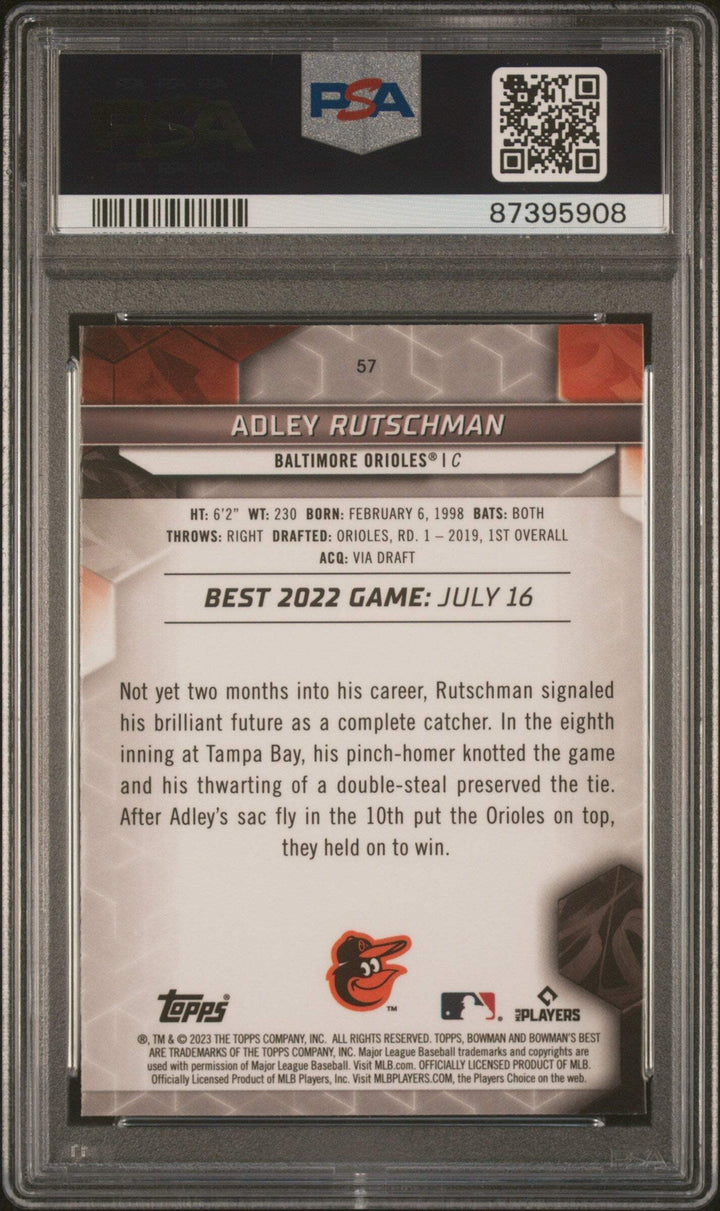 Graded 2023 Topps Bowmans Best Adley Rutschman #57 Rookie Baseball Card PSA 10