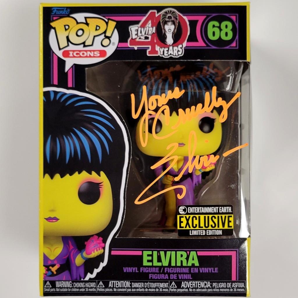 Elvira signed "Yours Cruelly" Black Light Funko Pop autograph O ~ BAS Holo