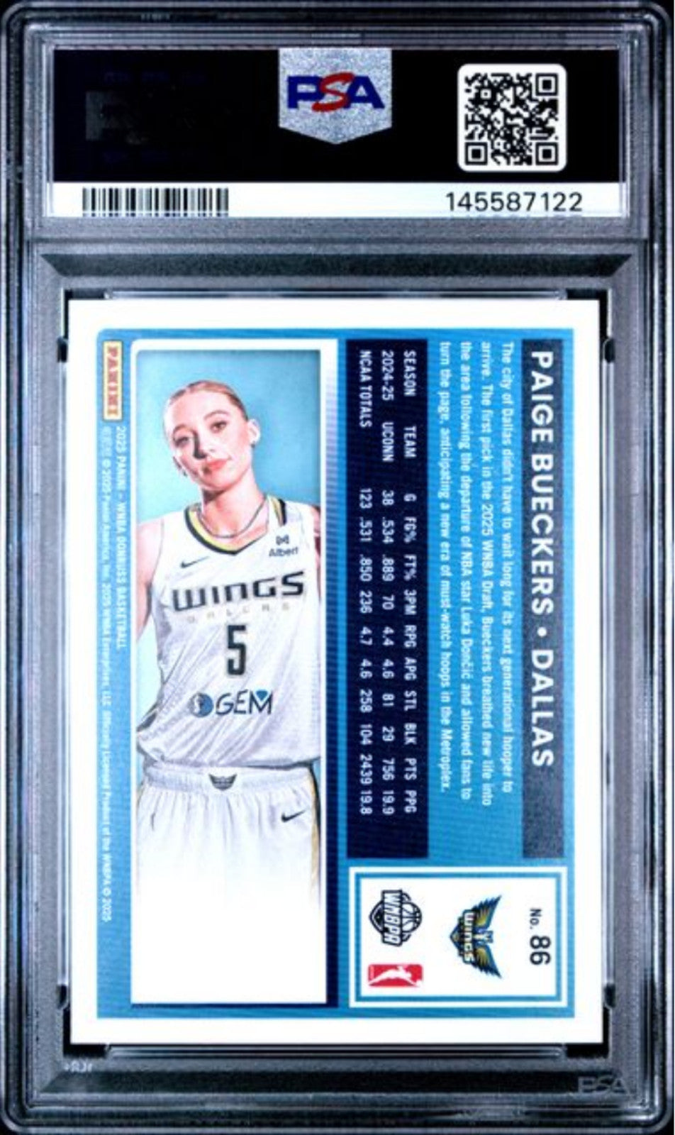 Graded 2025 Panini Dornuss Paige Bueckers #86 Rookie RC Basketball Card PSA 10