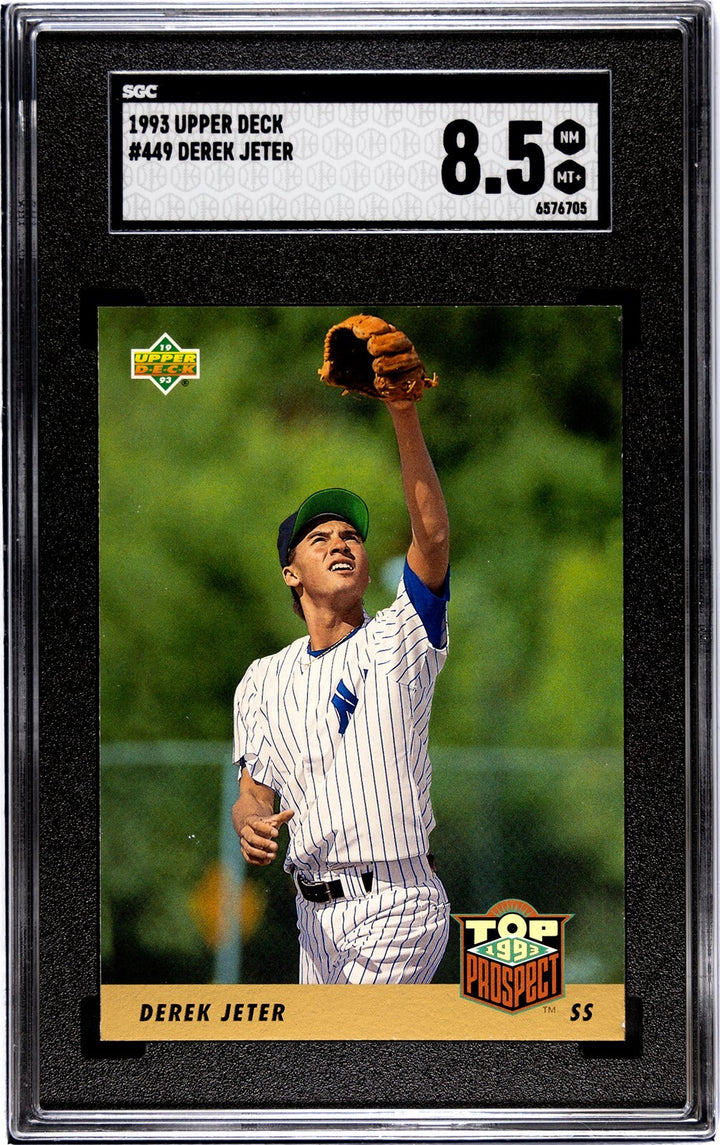 Derek Jeter 1993 Upper Deck Rookie Card (RC) #449 Yankees- SGC Graded 8.5 NM-MT+