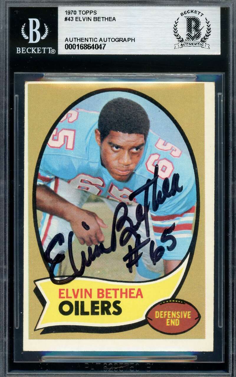 Elvin Bethea Beckett BAS Signed 1970 Topps Rookie Autograph