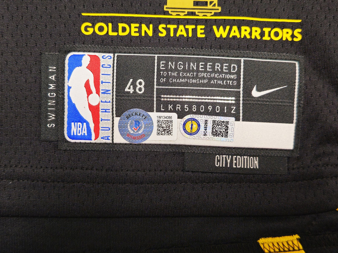 Warriors Stephen Curry Auto Black Nike Swingman City Jersey 48 Wardell Beckett