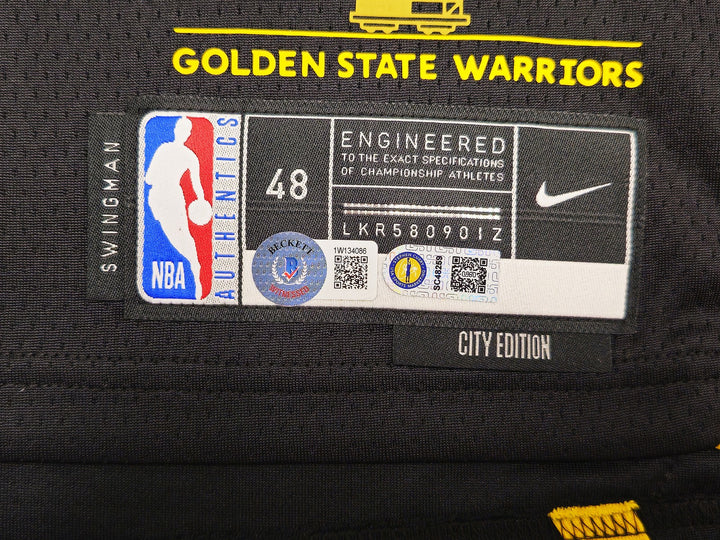 Warriors Stephen Curry Auto Black Nike Swingman City Jersey 48 Wardell Beckett