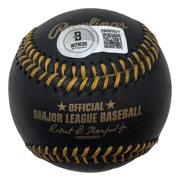 So Taguchi Phillies Signed In Kenji Black Leather Baseball 2008 WS Champs BAS