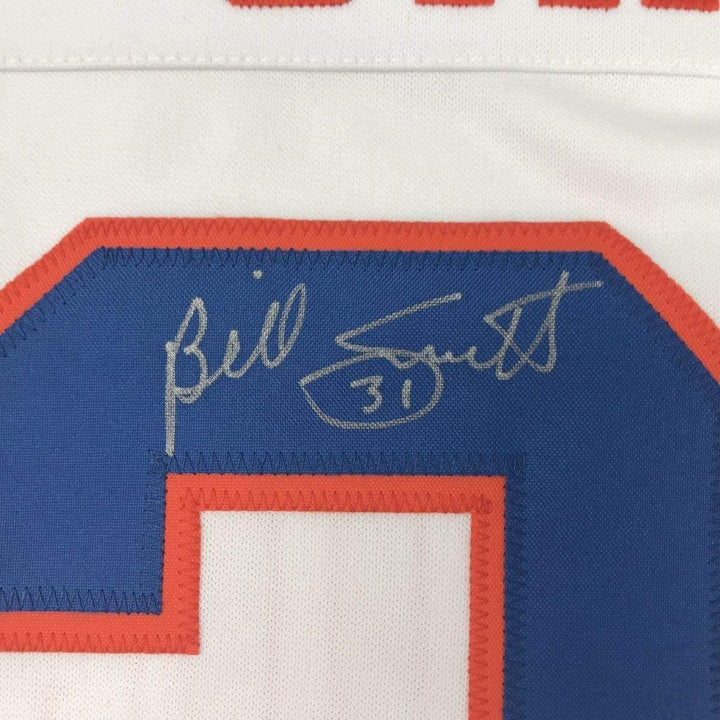 Framed Autographed/Signed Billy Smith 35x39 New York White Jersey JSA COA