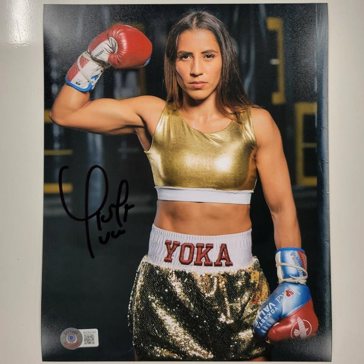 Yokasta Yoka Valle signed Boxing 8x10 photo #1 autograph ~ Beckett BAS Holo