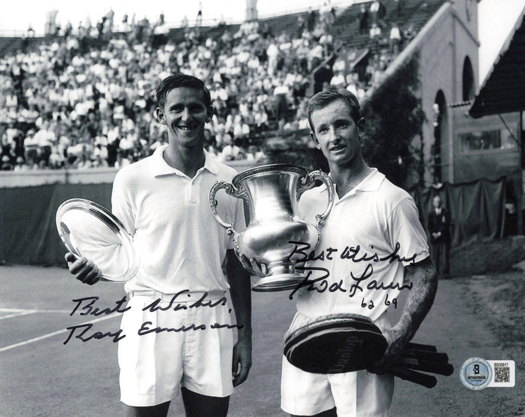 Rod Laver & Roy Emerson Signed 8x10 Photo "Best Wishes" Beckett #BS30817