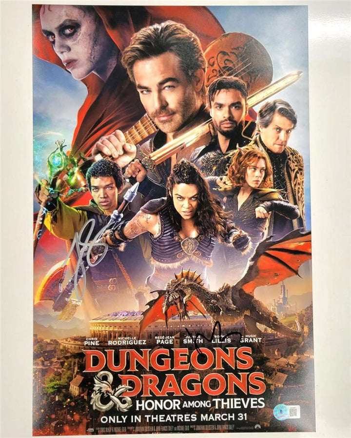 Justice Smith & Hugh Grant signed Dungeons Dragons 11x17 photo (A) ~ Beckett BAS