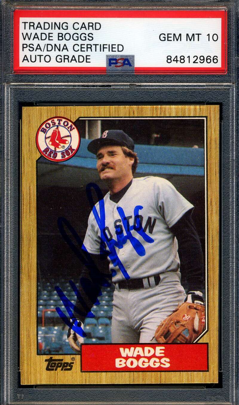 Wade Boggs Gem Mint 10 PSA DNA Signed 1987 Topps Autograph
