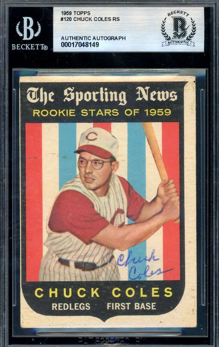 Chuck Coles Beckett BAS Signed Rare 1959 Topps Rookie Star Autograph