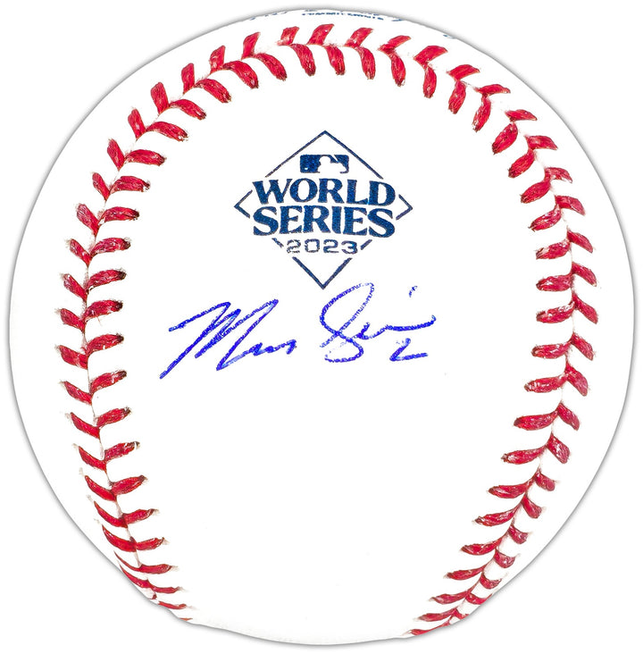 Marcus Semien Signed Official 2023 WS Logo MLB Baseball Rangers Beckett Witness