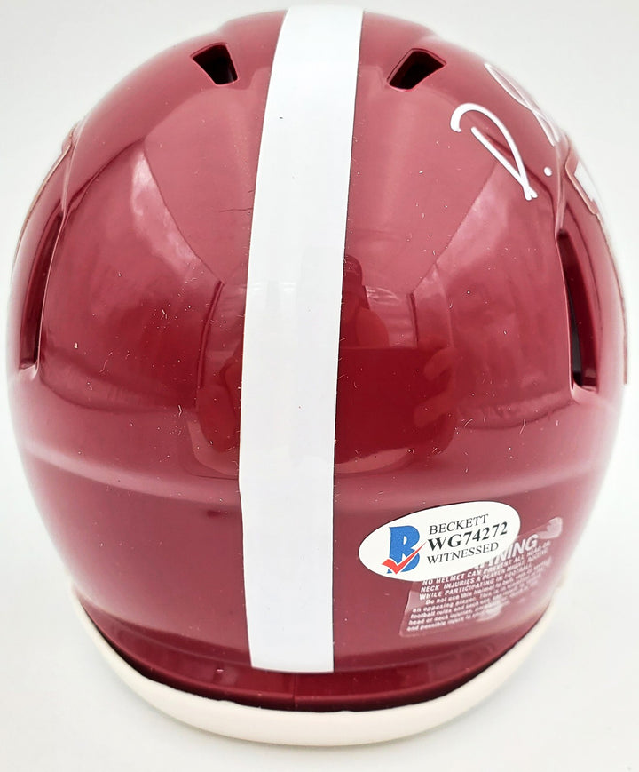 Devonta Smith Signed Alabama Crimson Tide Speed Mini Helmet Beckett BAS