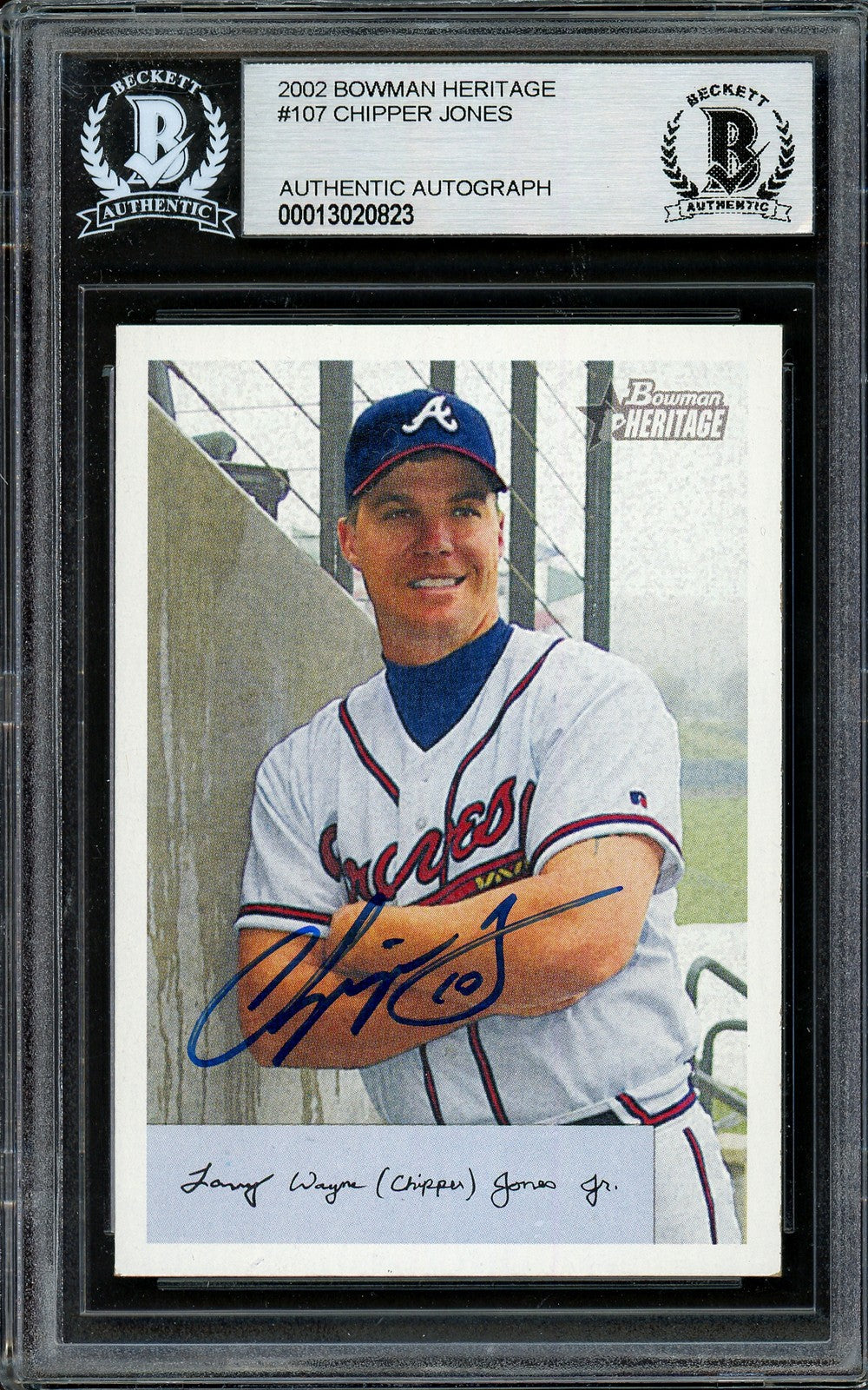 Chipper Jones Signed 2002 Bowman Heritage Card 107 Braves Beckett #13020823