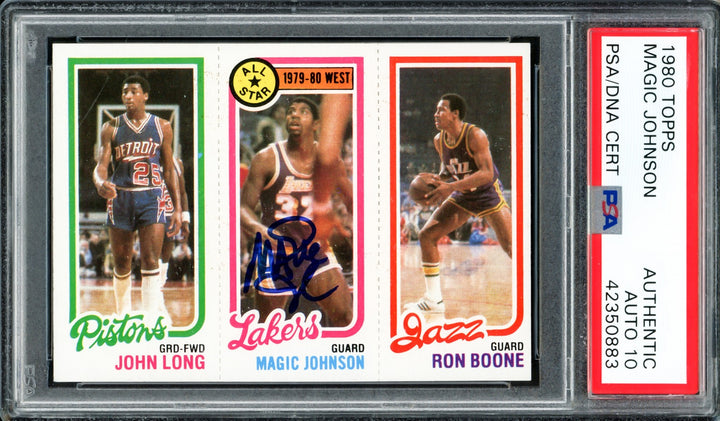 Magic Johnson Signed 1980 Topps RC 237 Lakers Auto GM 10 PSA/DNA #42350883